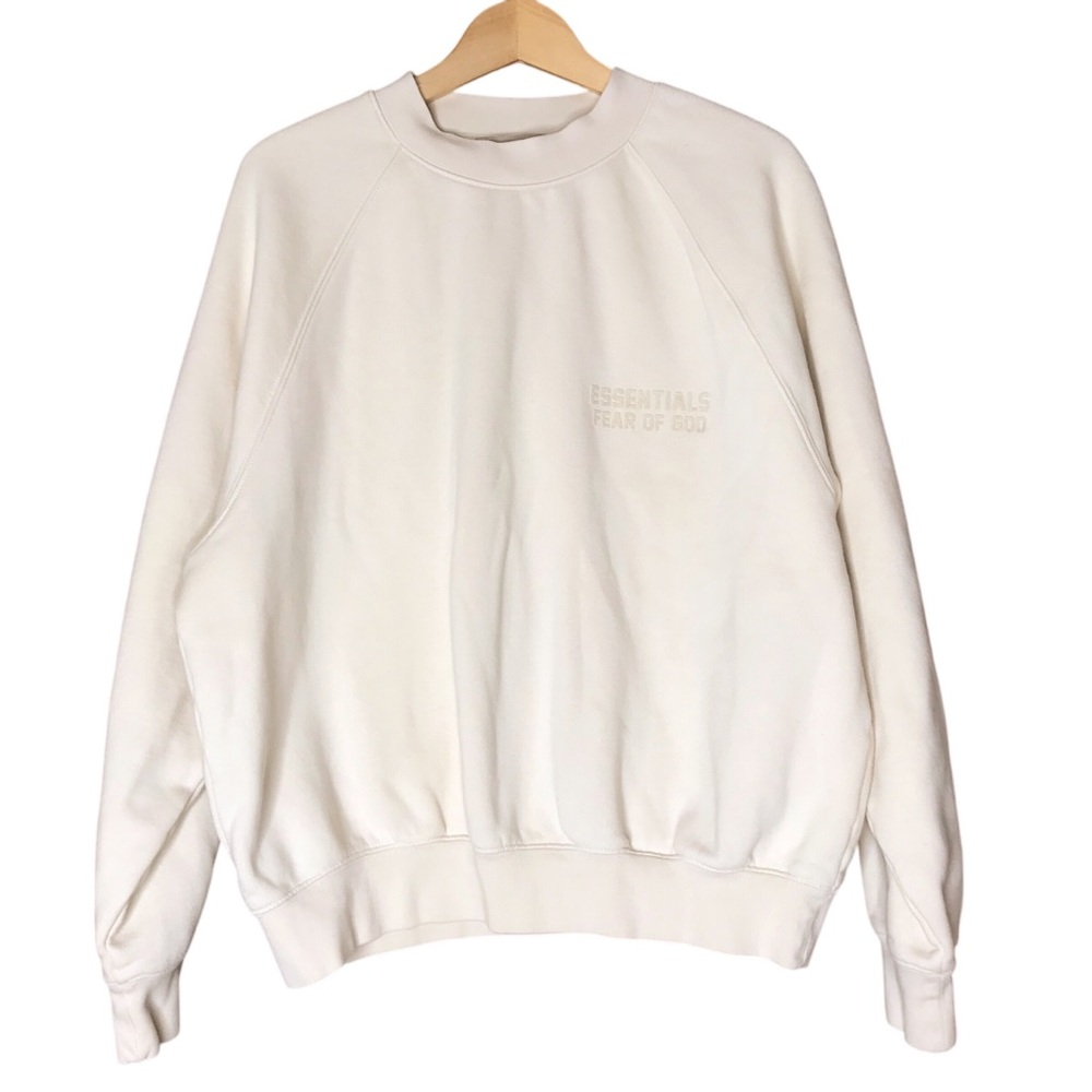 Small Fear of God Essentials Cream Relaxed Oversized Sweatshirt Crew Neck Unisex